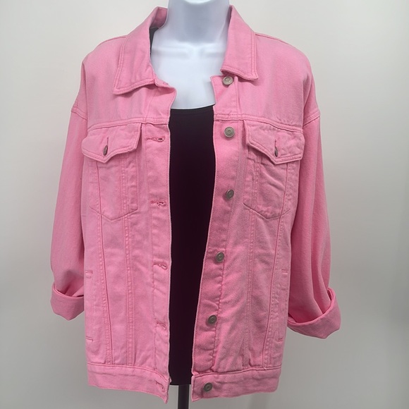 Fantastic Fawn Pink Denim Jacket with Smiles Patch. - Picture 2 of 3